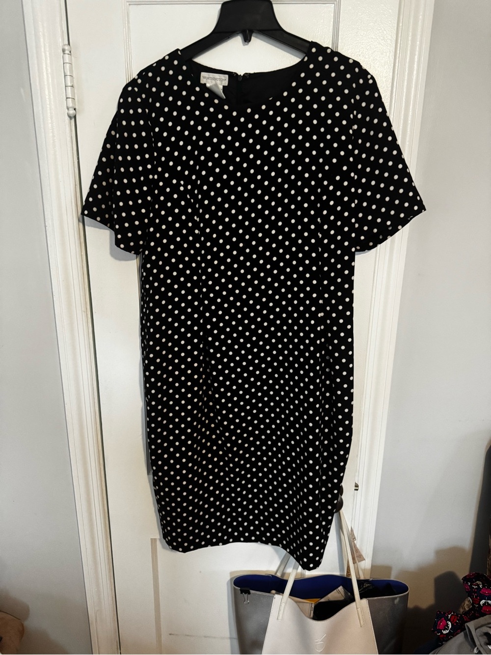 Worthington Black Polka Dot Short Sleeve Mini Dress - Picture 5 of 5